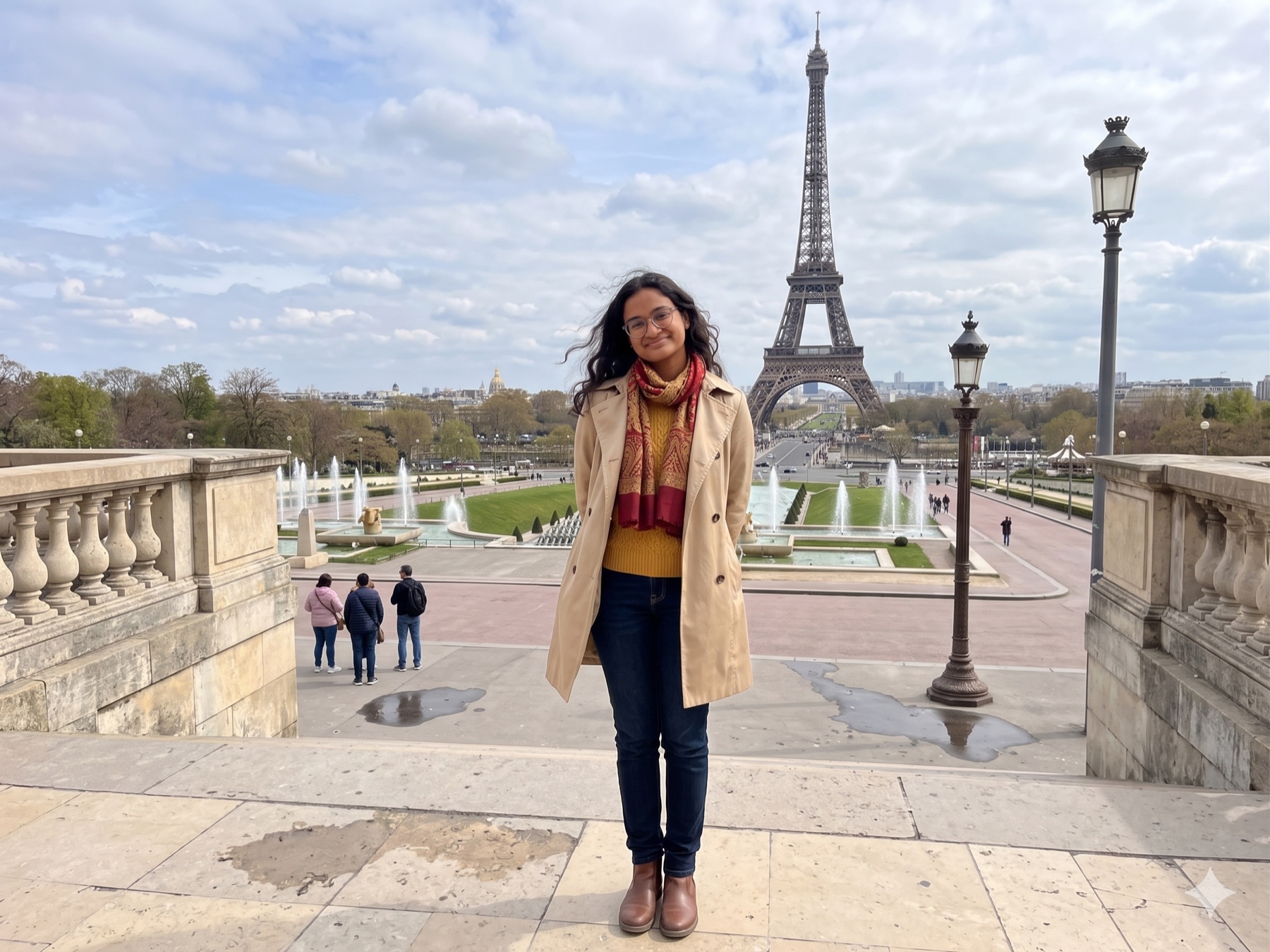 Akshara in Paris near the Eiffel Tower